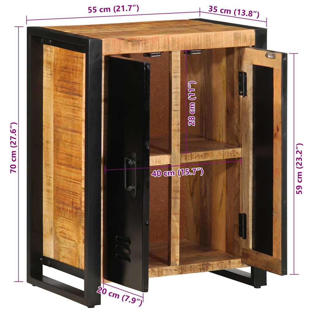 vidaXL Sideboard 55x35x70 cm Raues Mangoholz