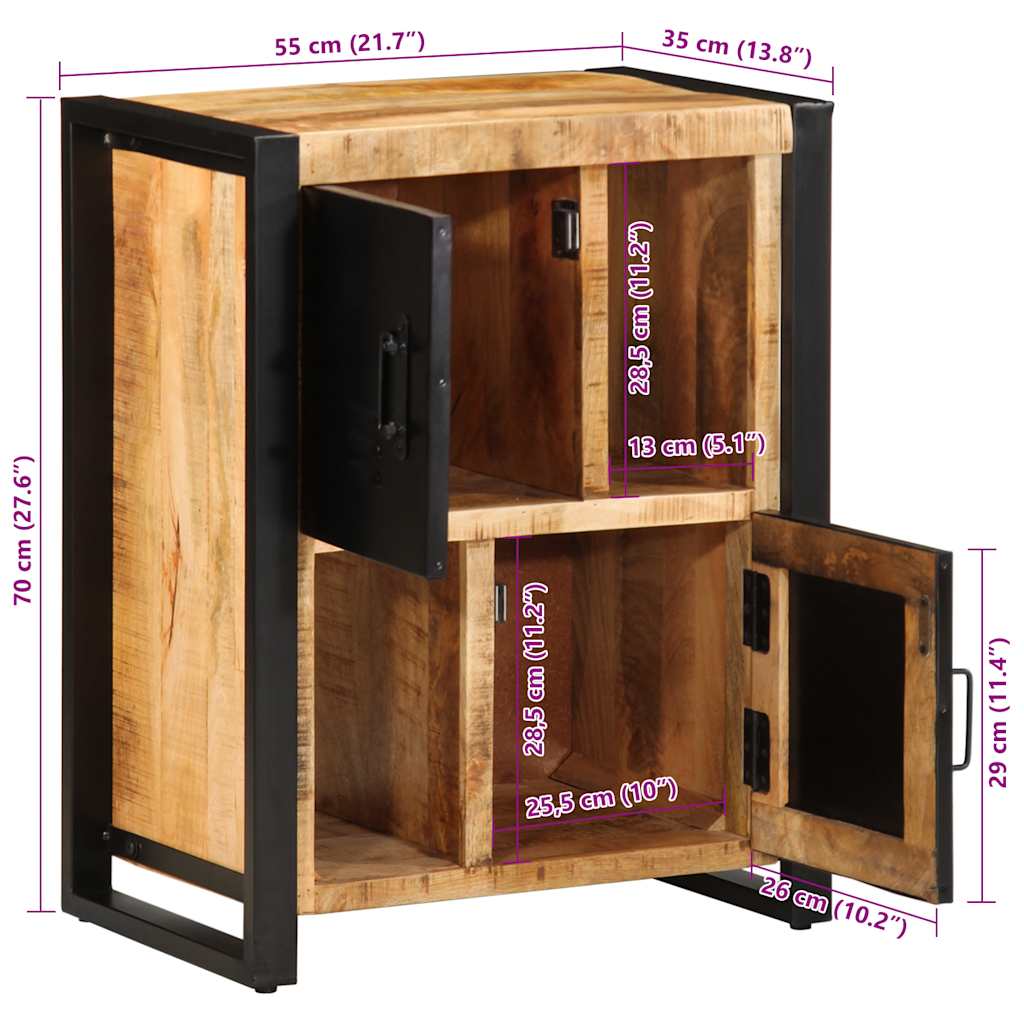 vidaXL Sideboard 55x35x70 cm Raues Mangoholz
