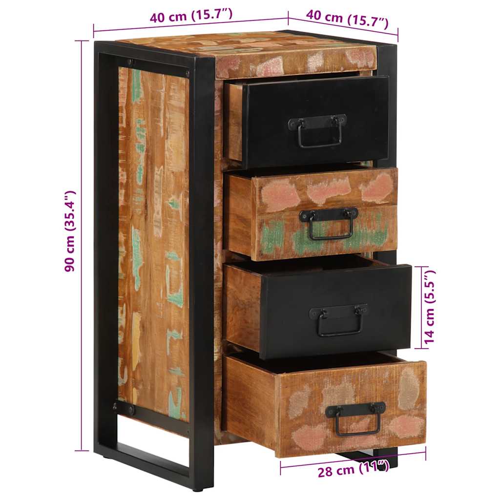 vidaXL Schubladenschrank Mehrfarbig 40x40x75 cm Altholz Massiv