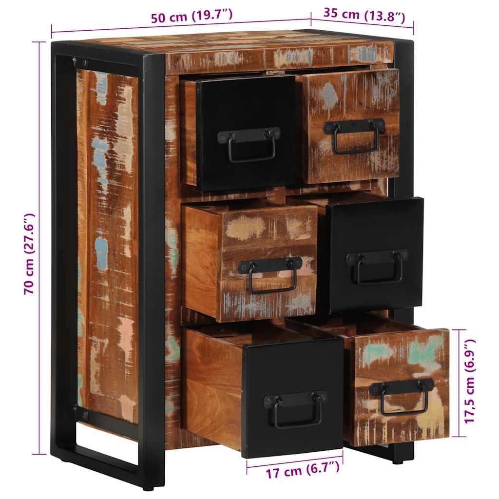 vidaXL Sideboard 50x35x70 cm Altholz Massiv