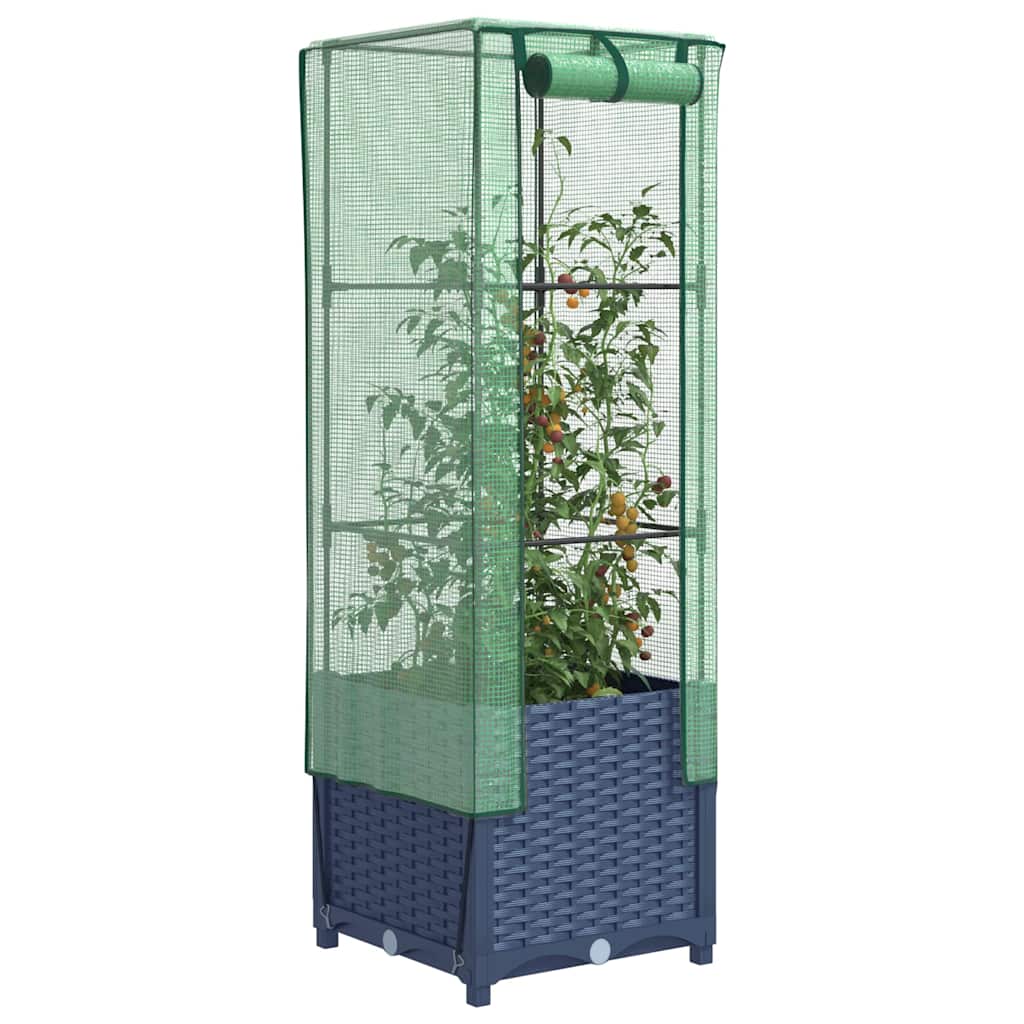 vidaXL Hochbeet mit Gewächshaus-Aufsatz Rattan-Optik 40x40x123 cm