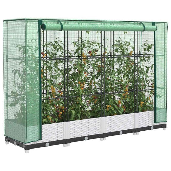 vidaXL Hochbeet mit Gewächshaus-Aufsatz Rattan-Optik 40x40x123 cm