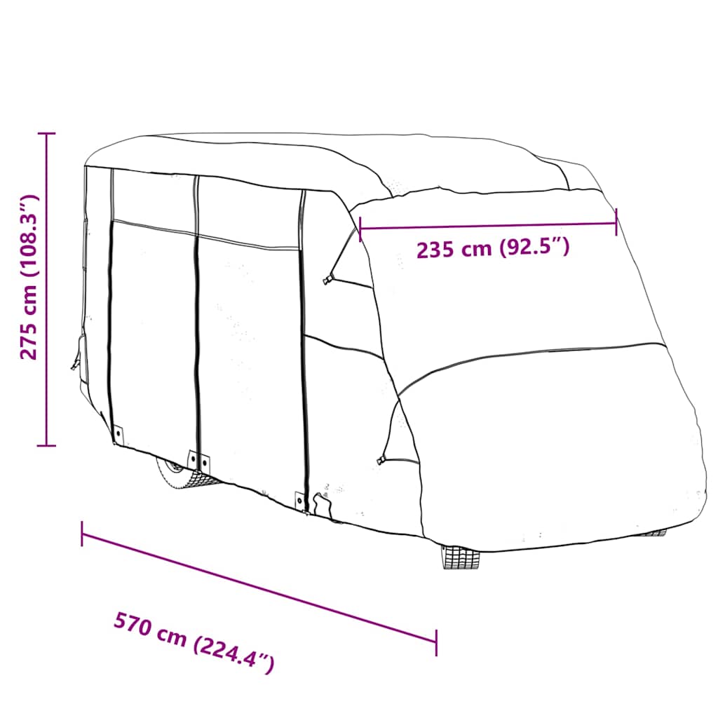 vidaXL Schutzhülle für Wohnmobil Grau 570x235x275 cm Vliesstoff