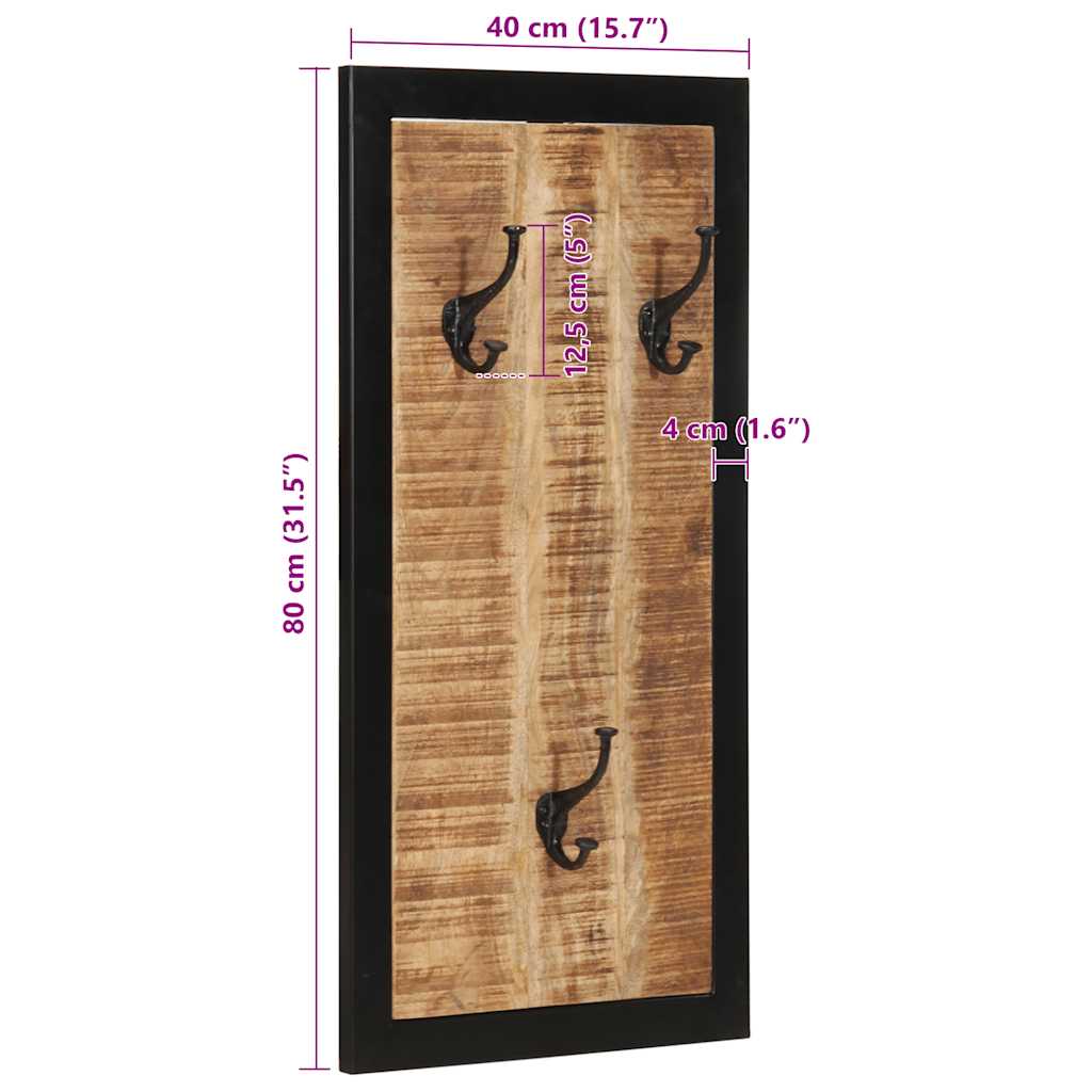 vidaXL Garderobe 40x2x80 cm Raues Massivholz Mango