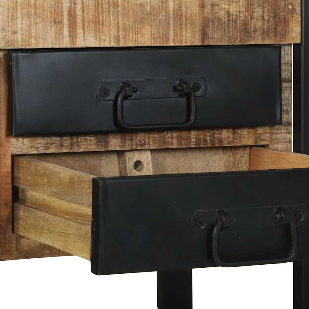 vidaXL Beistelltisch mit Regal Braun 40 x 40 x 80 cm Massivholz Mango