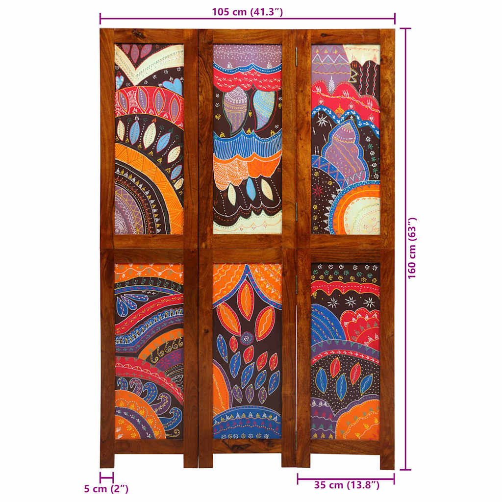 vidaXL Raumteiler Honigbraun 105 x 1,5 x 160 cm Massivholz Akazie