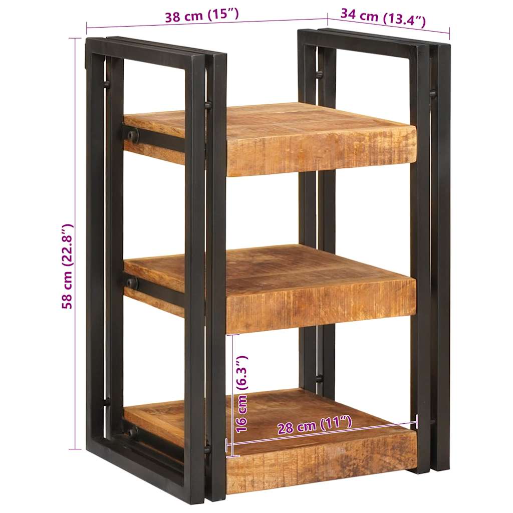 vidaXL Nachttisch Braun und Schwarz 38 x 33 x 58 cm Massivholz Mango