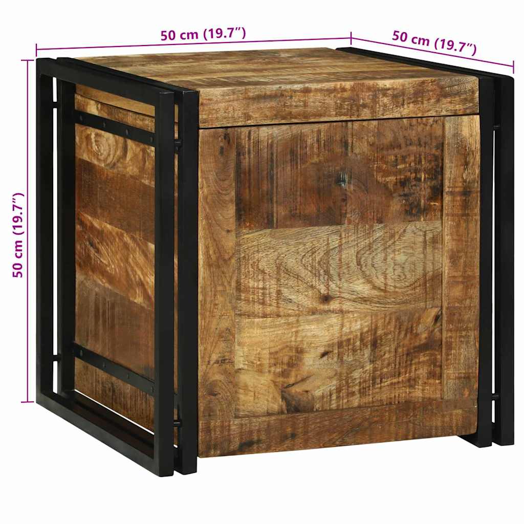 vidaXL Aufbewahrungsbox mit Speicher 50 x 50 x 50 cm Raues Mangoholz