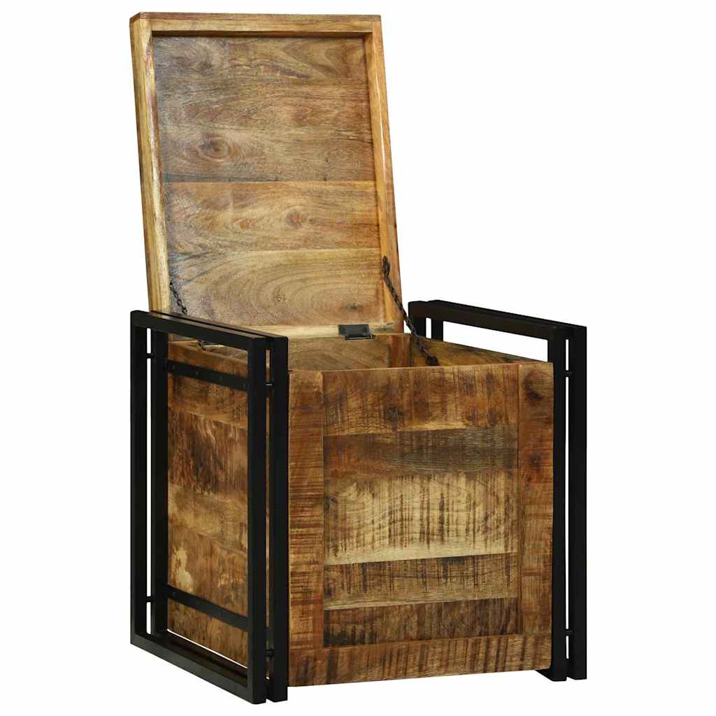 vidaXL Aufbewahrungsbox mit Speicher 50 x 50 x 50 cm Raues Mangoholz