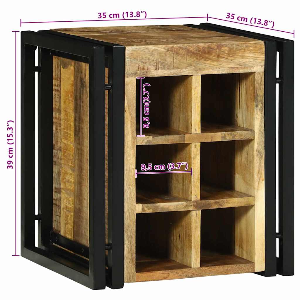 vidaXL Weinregal Braun und Schwarz 35 x 35 x 39 cm Massivholz Mango