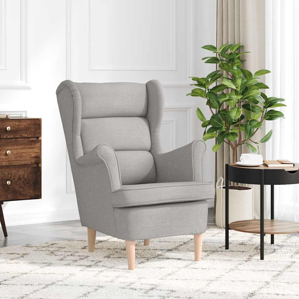 vidaXL Sessel mit Fußhocker Hellgrau Stoff