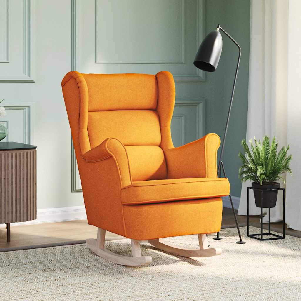 vidaXL Schaukelstuhl mit Fußhocker Hellgrau Stoff