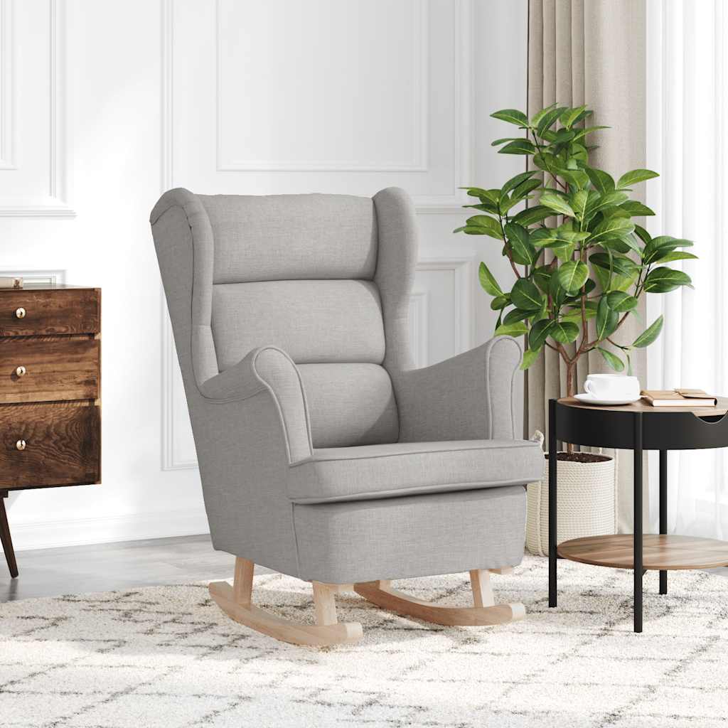 vidaXL Schaukelstuhl mit Fußhocker Hellgrau Stoff