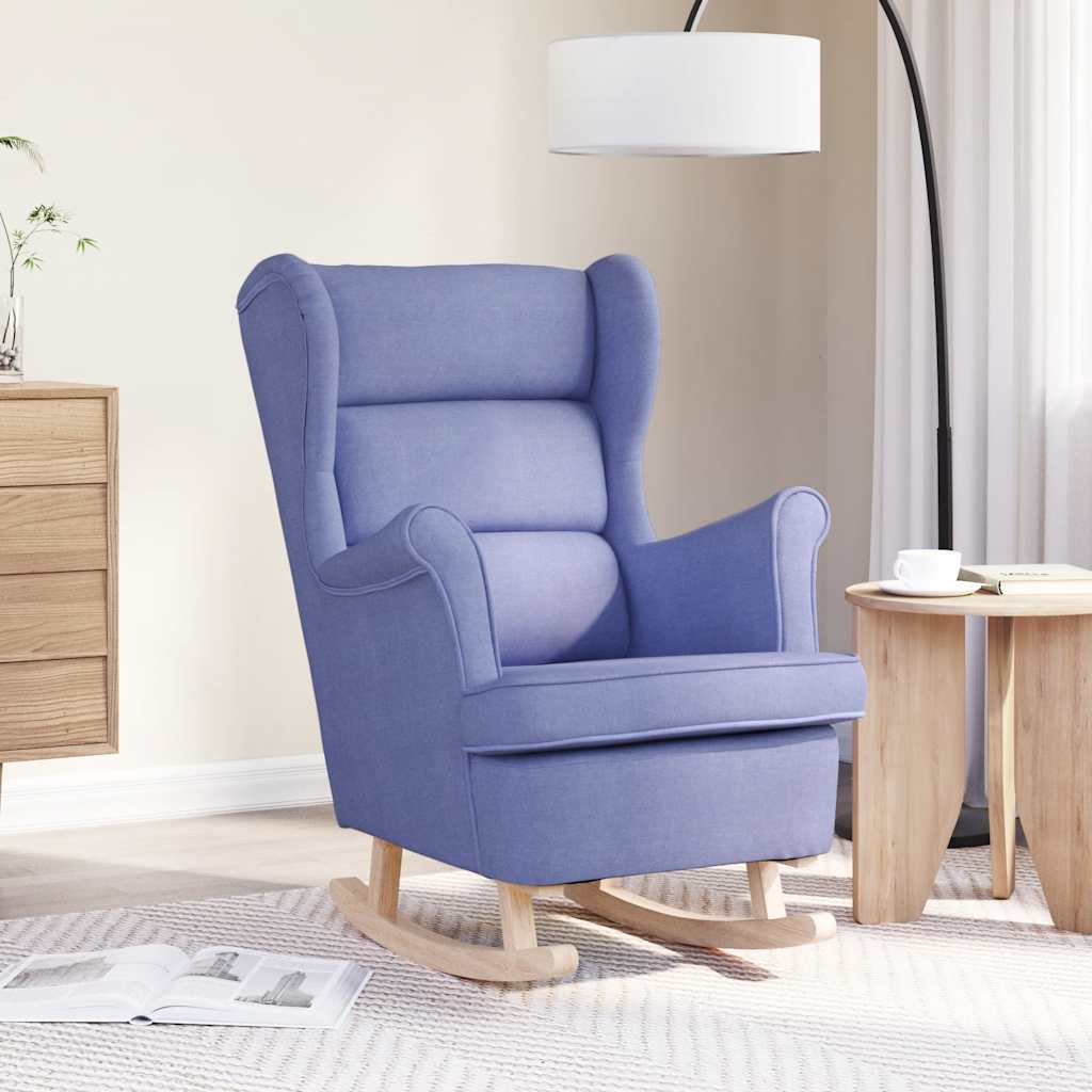 vidaXL Schaukelstuhl mit Fußhocker Hellgrau Stoff