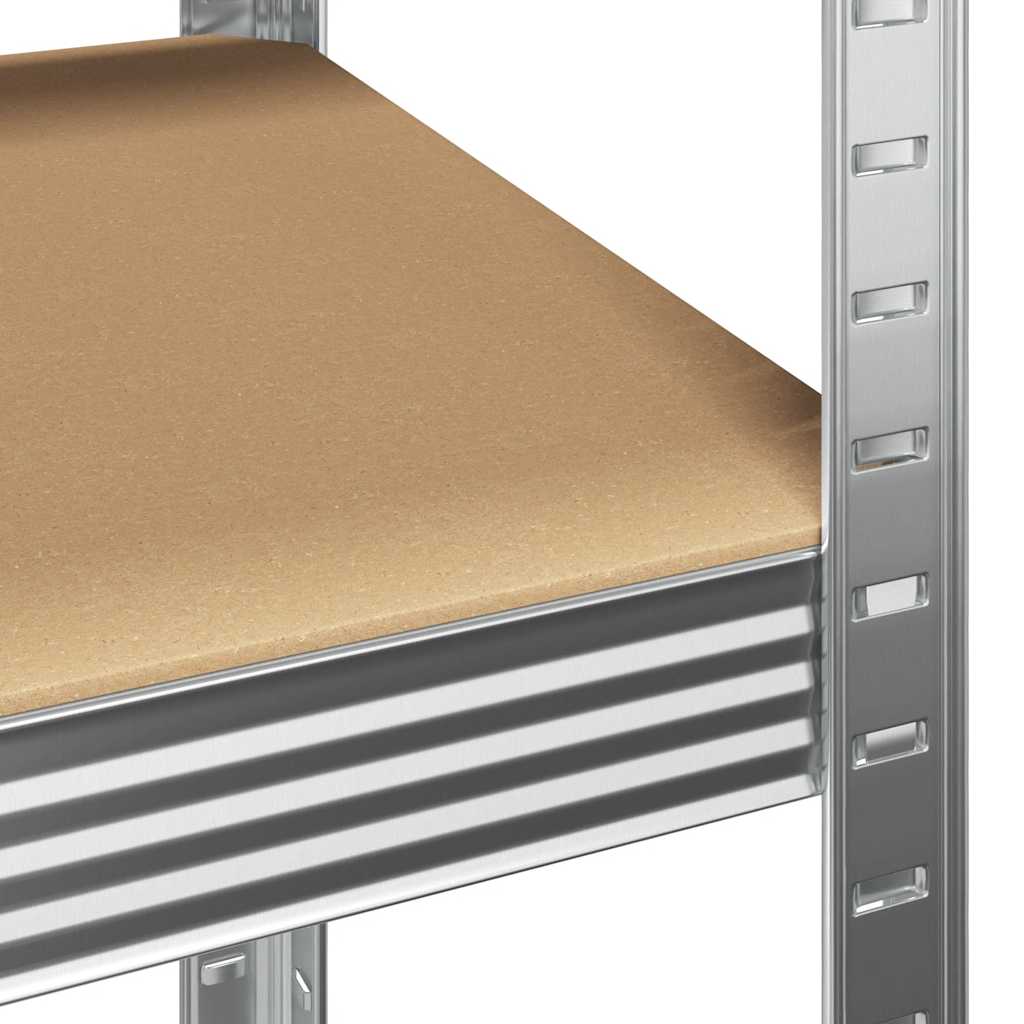 vidaXL Lagerregal mit 5 Böden Silbern Stahl & Holzwerkstoff