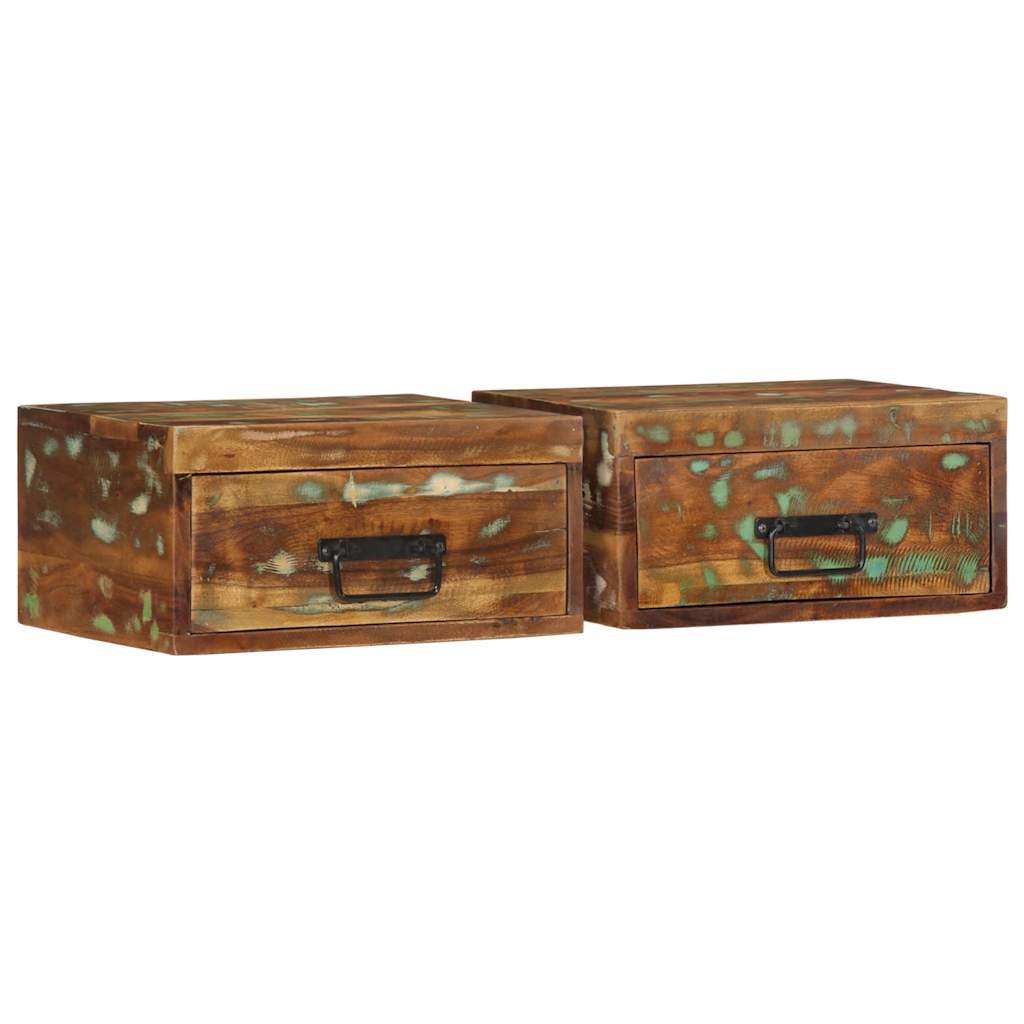 vidaXL Wand-Nachttisch Altholz Massiv