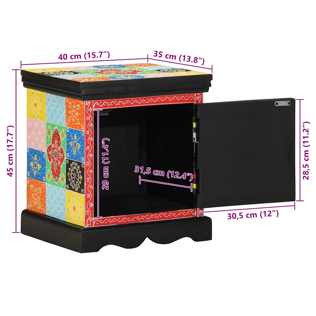 vidaXL Nachttisch Mehrfarbig 40x35x45 cm Massivholz Mango