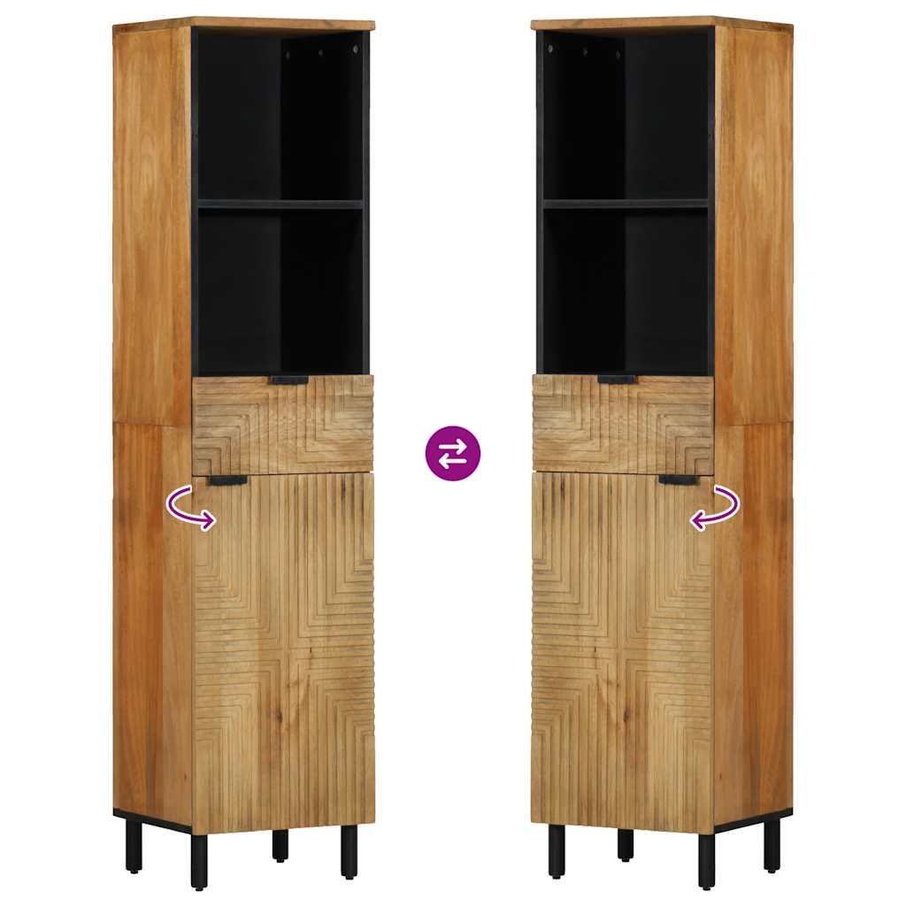 vidaXL Badschrank Braun 38x33x160 cm Massivholz Mango