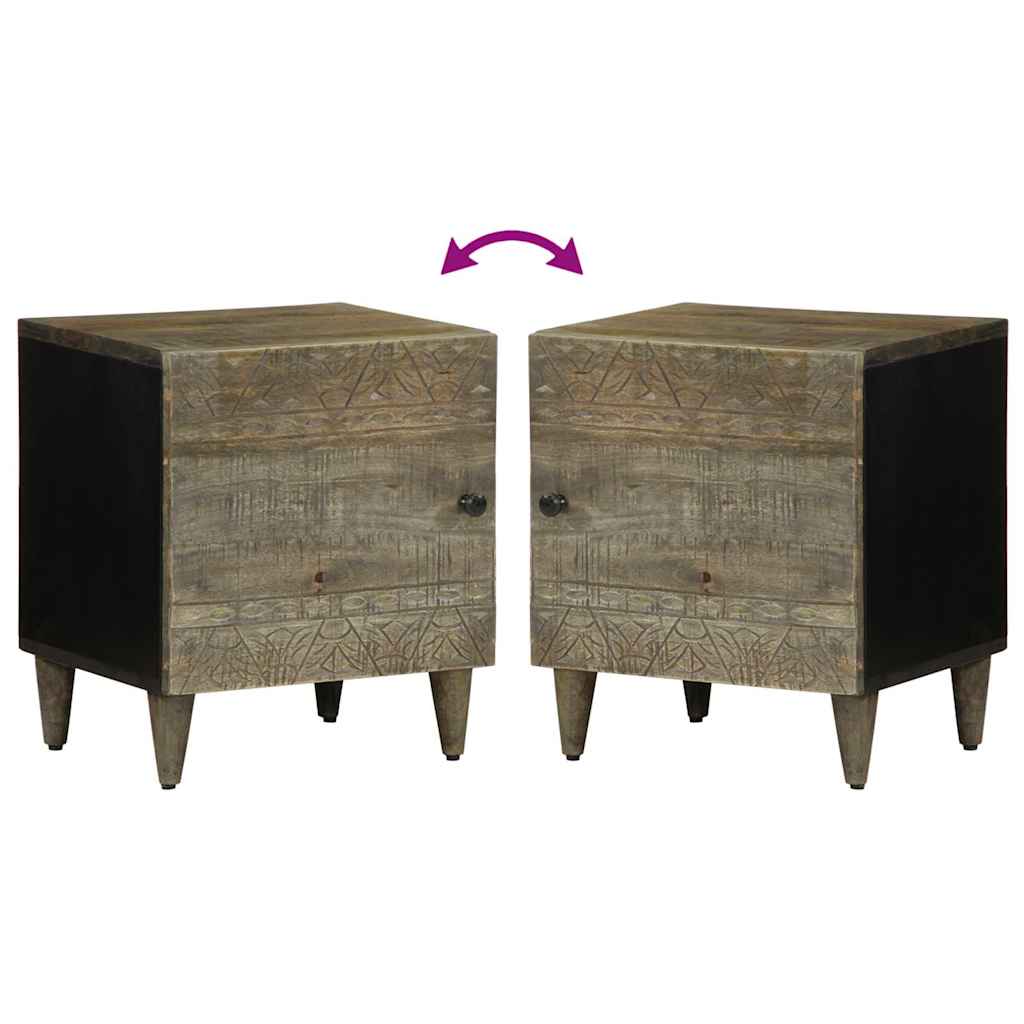 vidaXL Nachttisch Hellgrau 40x33x46 cm Massivholz Mango