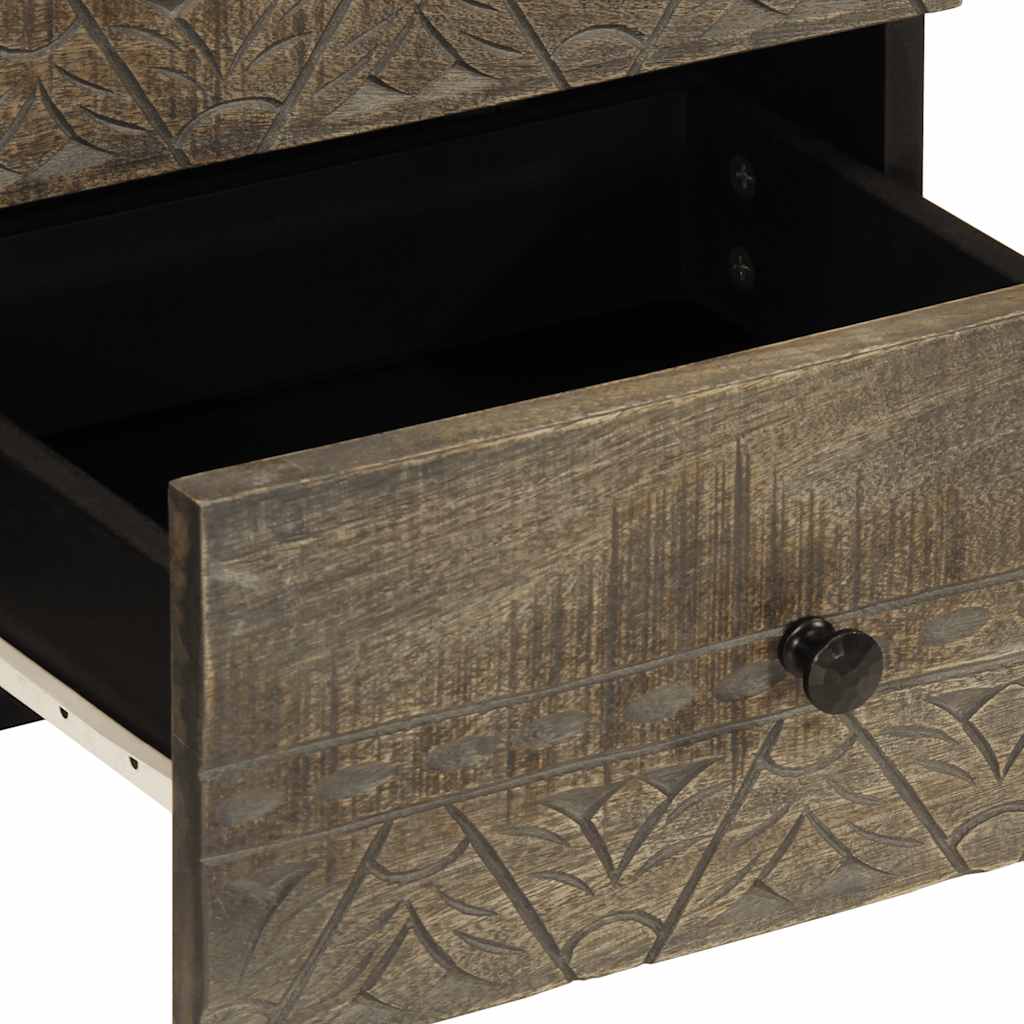 vidaXL Nachttisch Hellgrau 40x33x46 cm Massivholz Mango