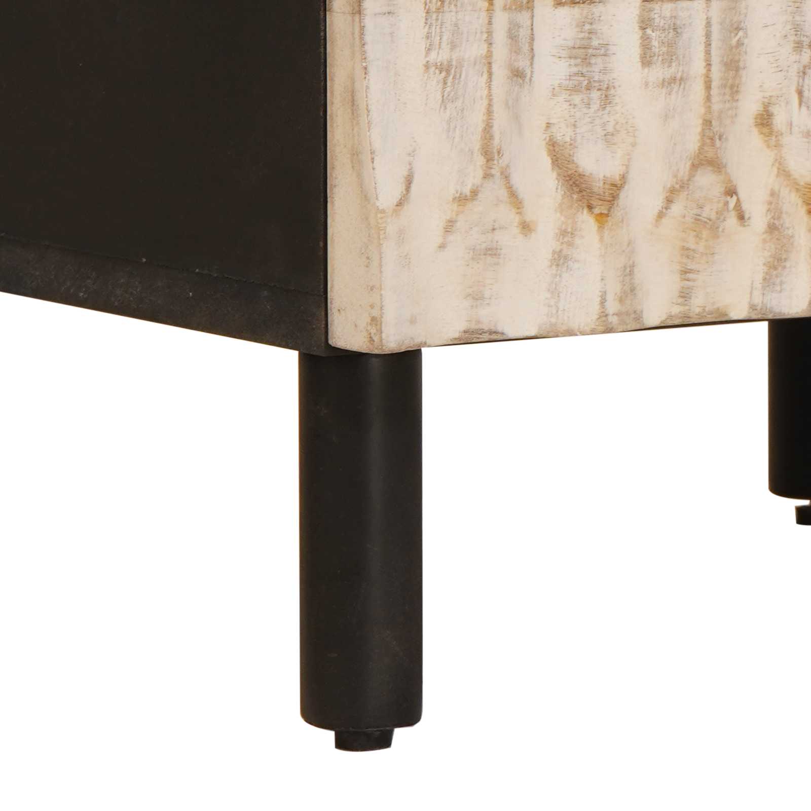 vidaXL Nachttisch Weiß 40 x 33 x 46 cm Massivholz Mango