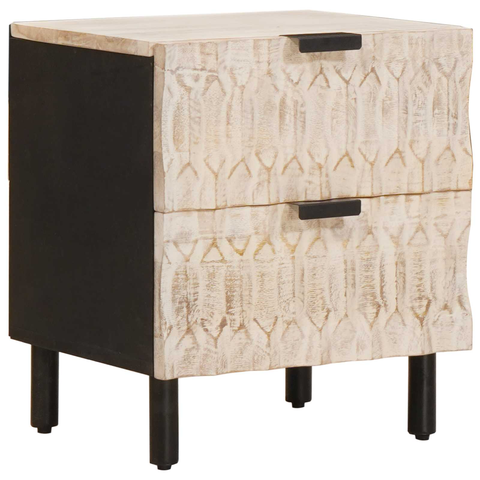 vidaXL Nachttisch mit Schubladen Weiß 40 x 33 x 46 cm Massivholz Mango