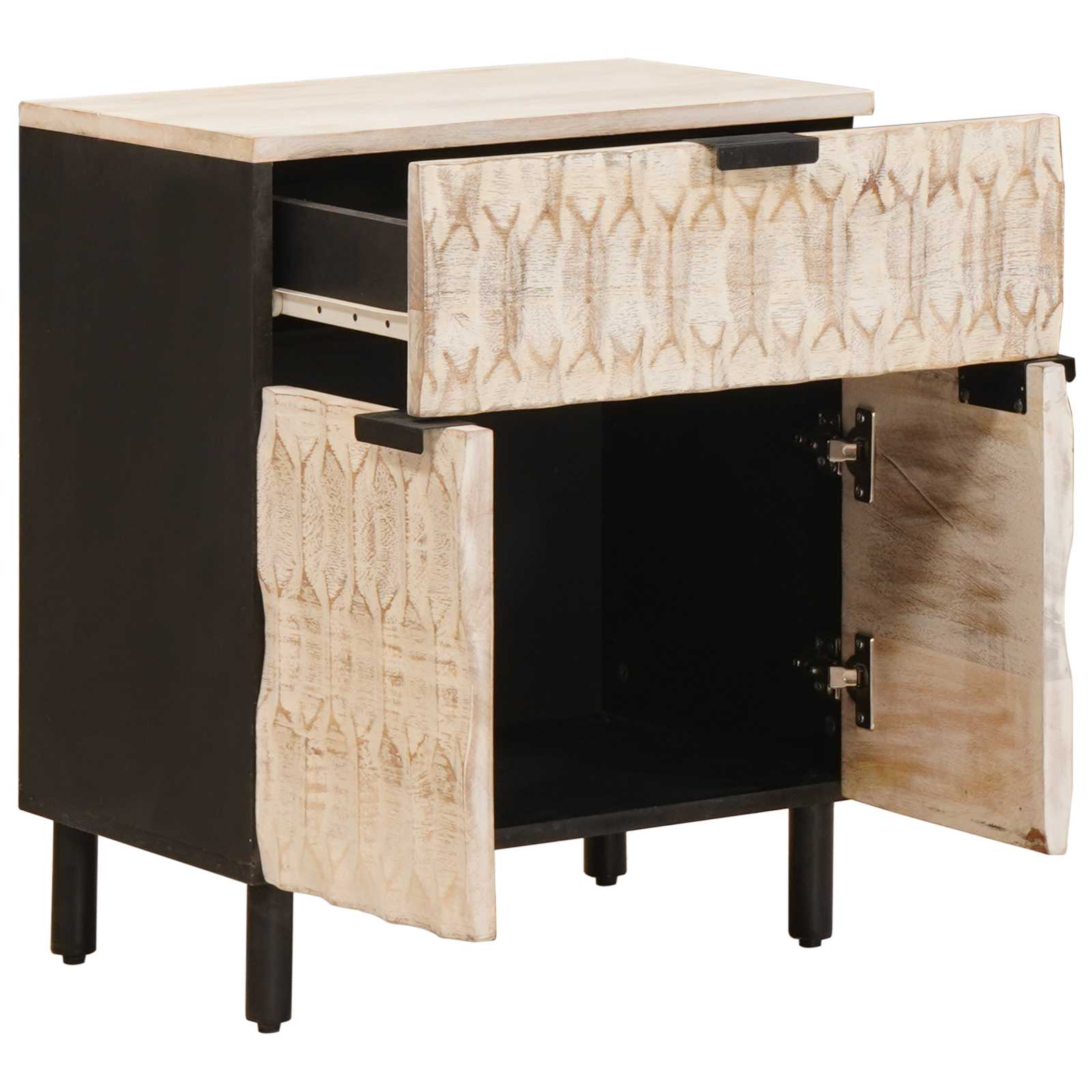 vidaXL Nachttisch mit Schubladen Weiß 50 x 33 x 60 cm Massivholz Mango