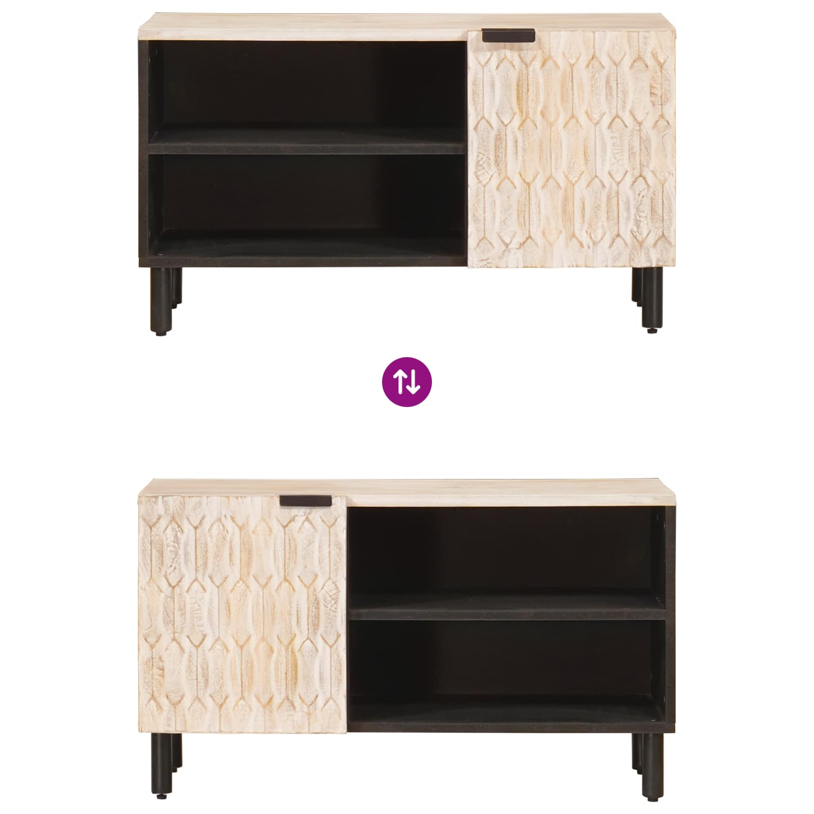 vidaXL TV-Schränk mit Tür Weiße gewaschene Oberfläche 80 x 33 x 46 cm