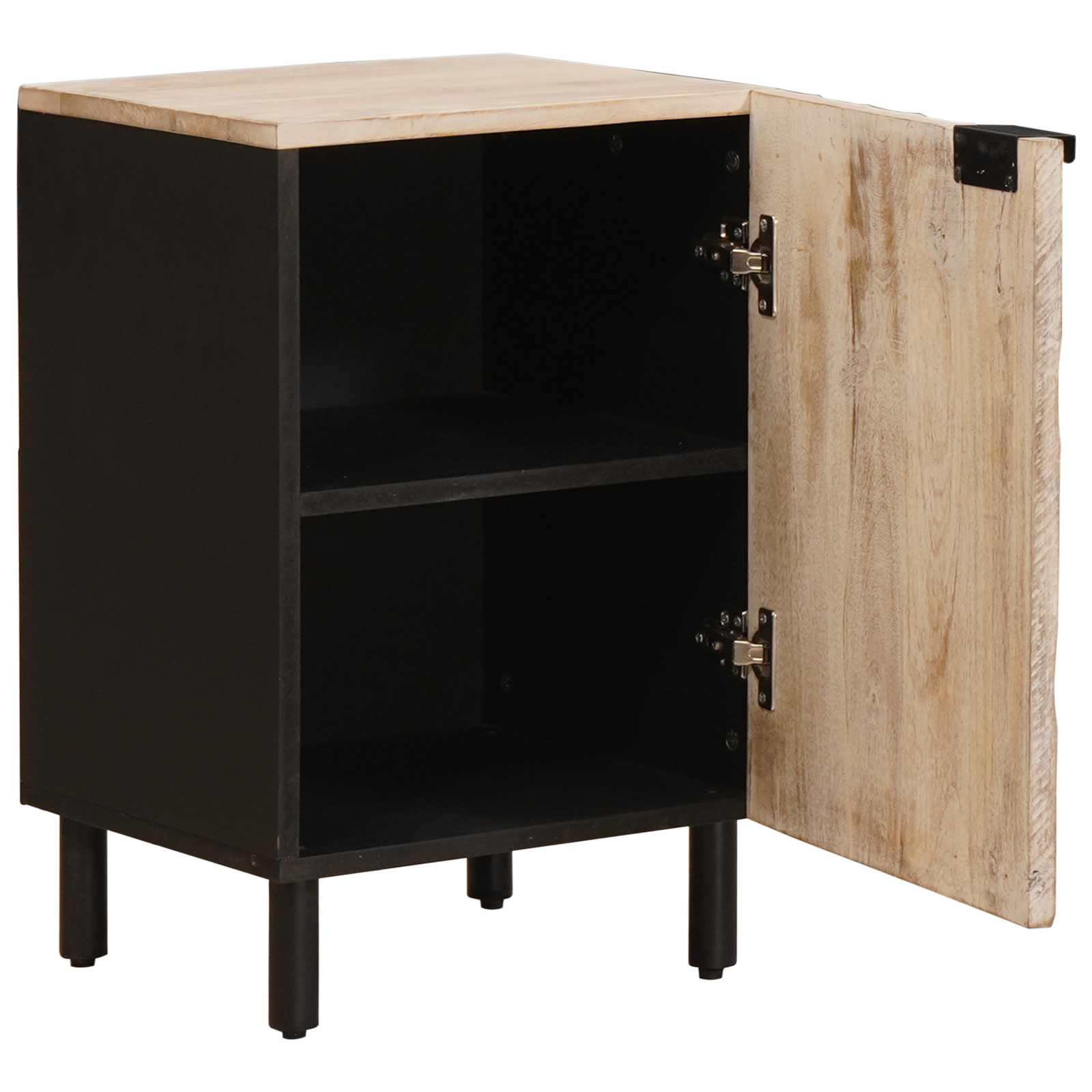 vidaXL Badezimmerschrank mit Tür Weiß 38 x 33 x 58 cm Massivholz Mango