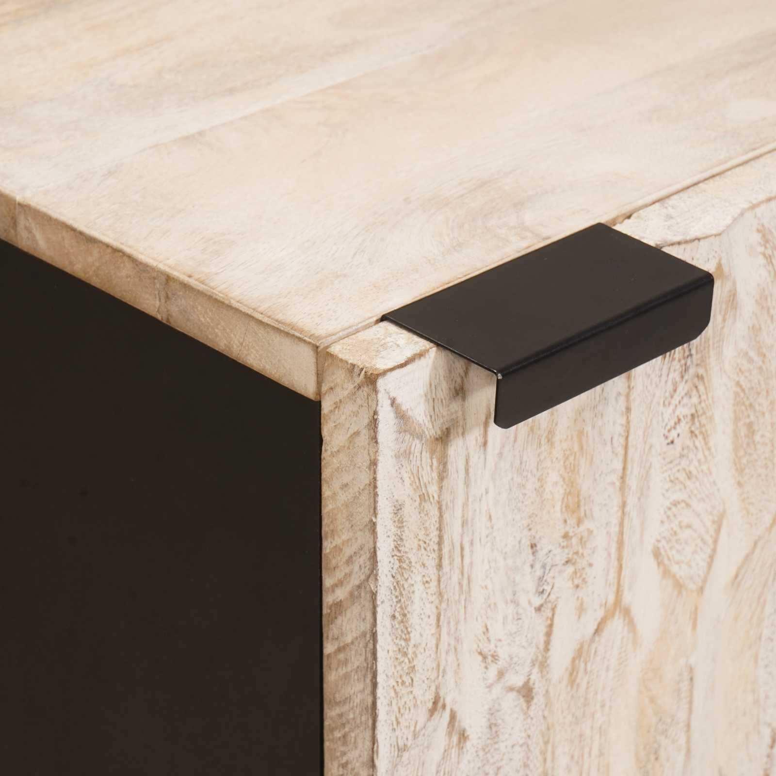 vidaXL Badezimmerschrank mit Tür Weiß 38 x 33 x 58 cm Massivholz Mango