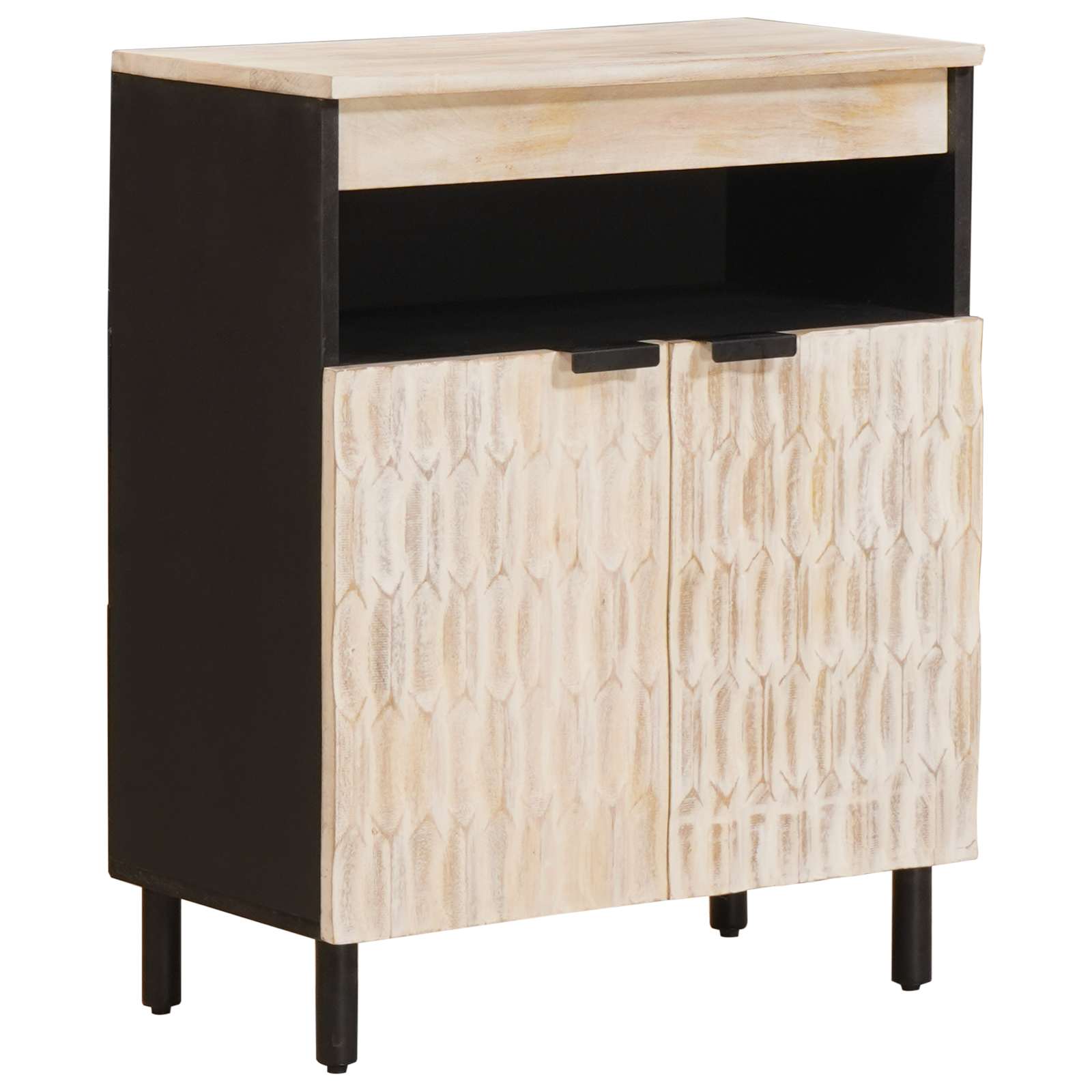 vidaXL Sideboard mit Tür Weiße gewaschene Oberfläche 60 x 33 x 75 cm