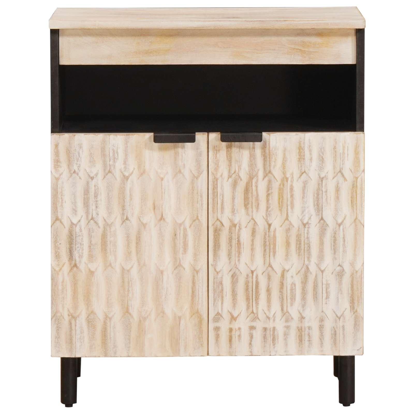 vidaXL Sideboard mit Tür Weiße gewaschene Oberfläche 60 x 33 x 75 cm