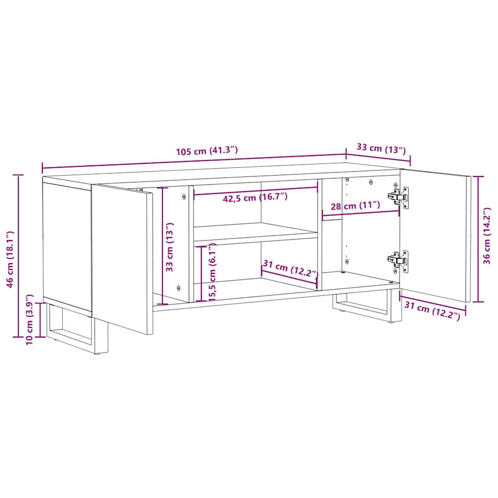 vidaXL TV-Einheiten Braun 105 x 33 x 46 cm Holzwerkstoff