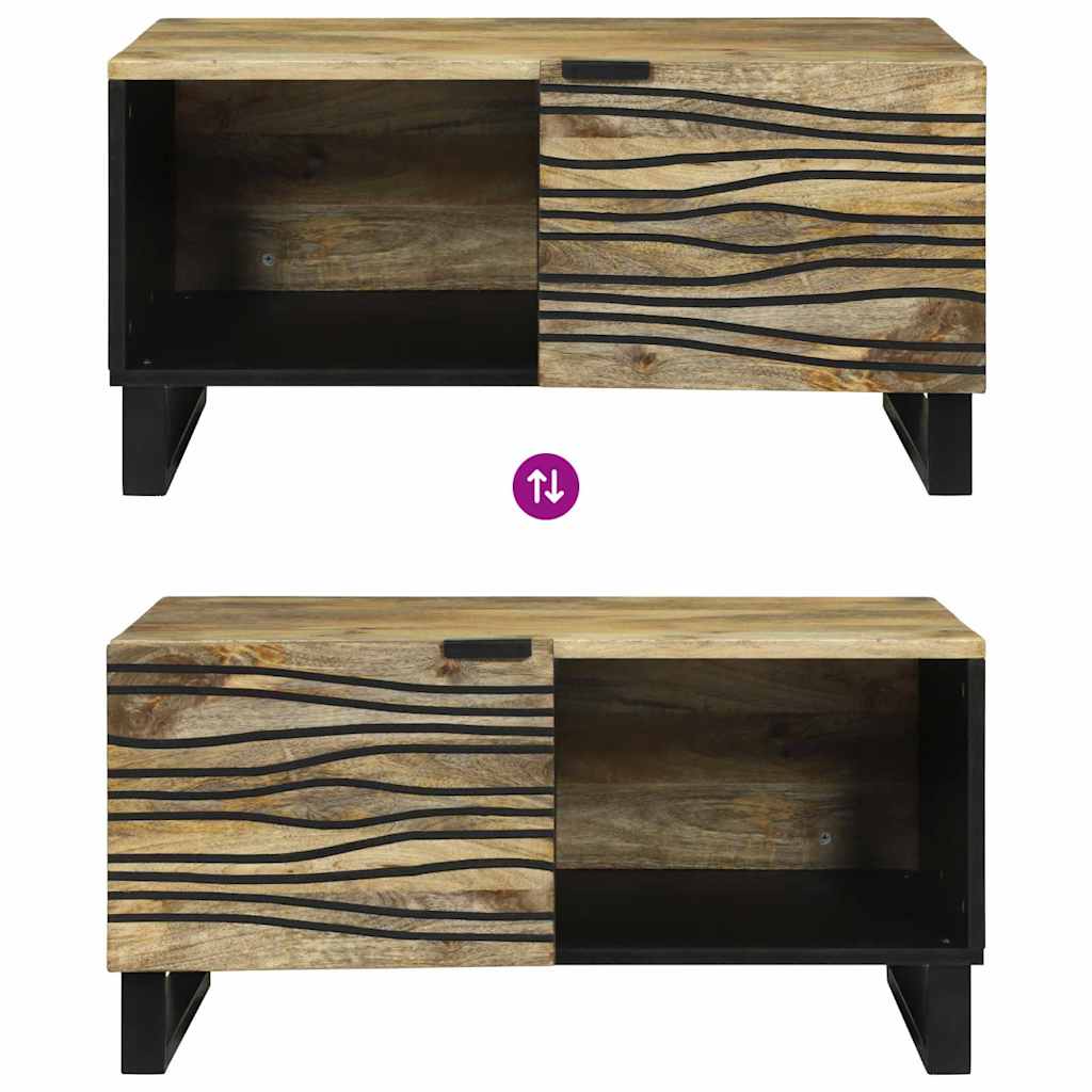 vidaXL Couchtisch Braun und Schwarz 80 x 50 x 40 cm Massivholz Akazie