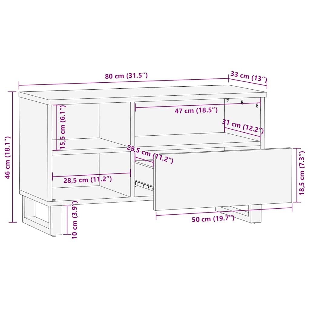 vidaXL TV-Einheiten mit Schubladen Braun 80 x 33 x 46 cm Holzwerkstoff