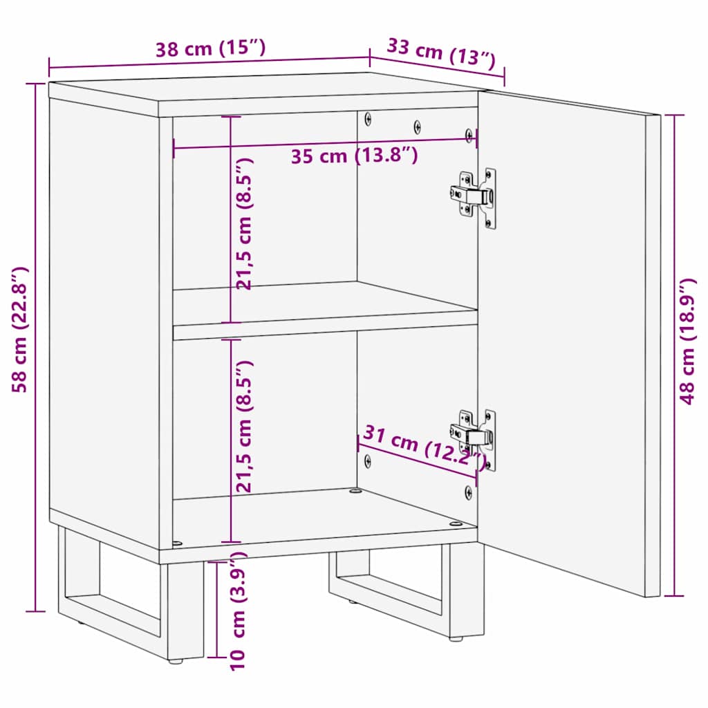 vidaXL Waschbeckenschrank Braun 38 x 33,5 x 58 cm Holzwerkstoff