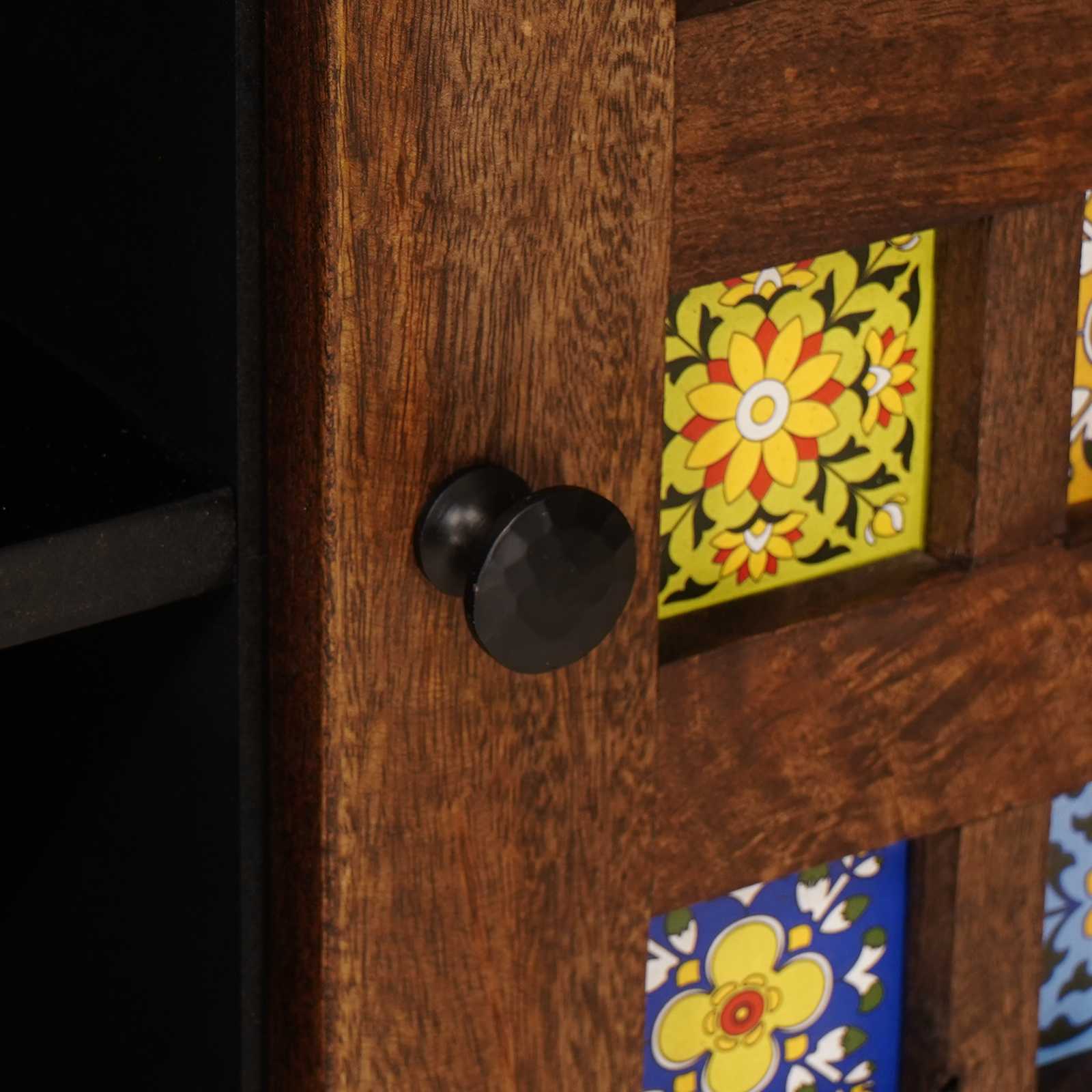 vidaXL TV-Schränk mit Tür Walnuss 105 x 33,5 x 46 cm Massivholz Mango