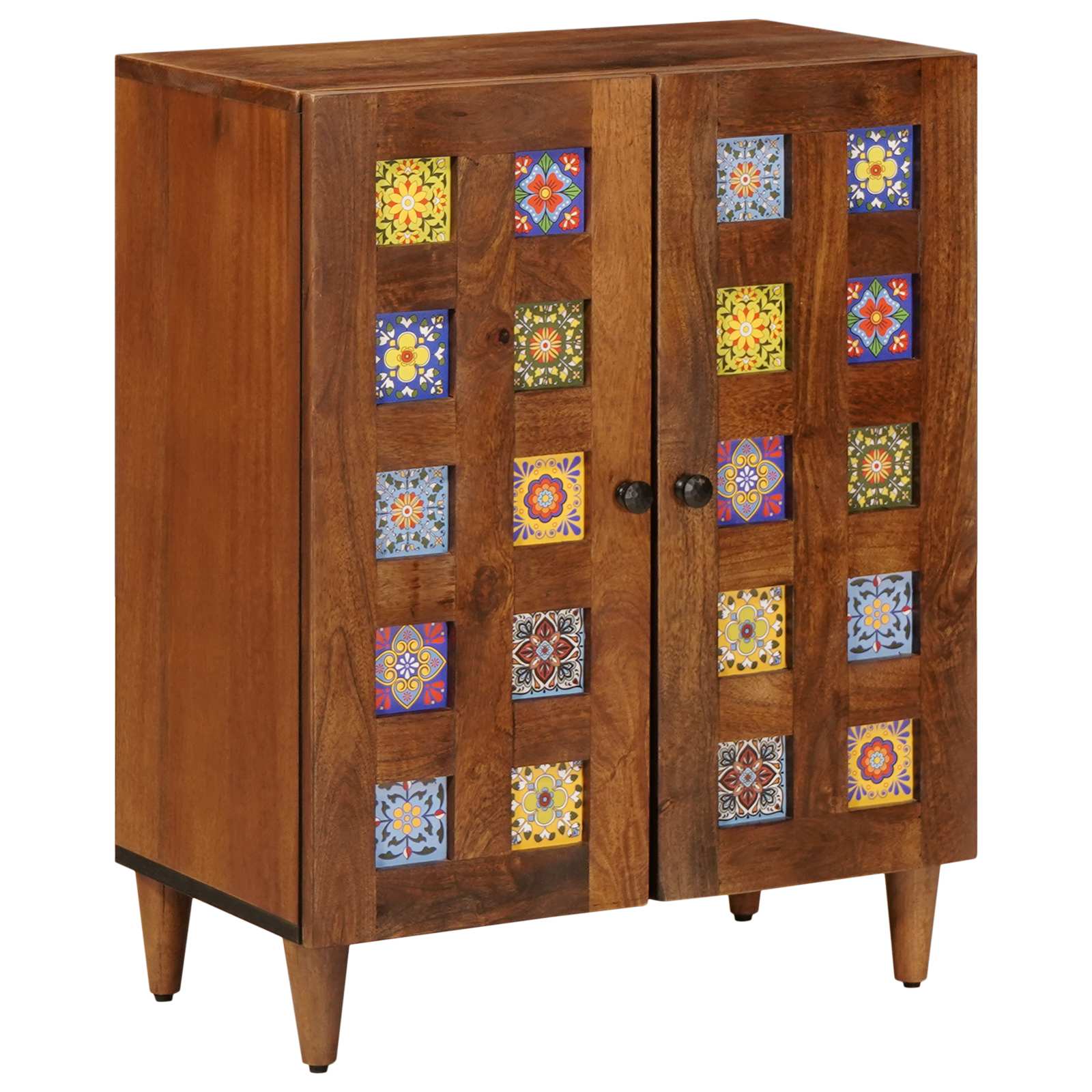 vidaXL Sideboard Walnuss 60 x 33,5 x 75 cm Massivholz Mango