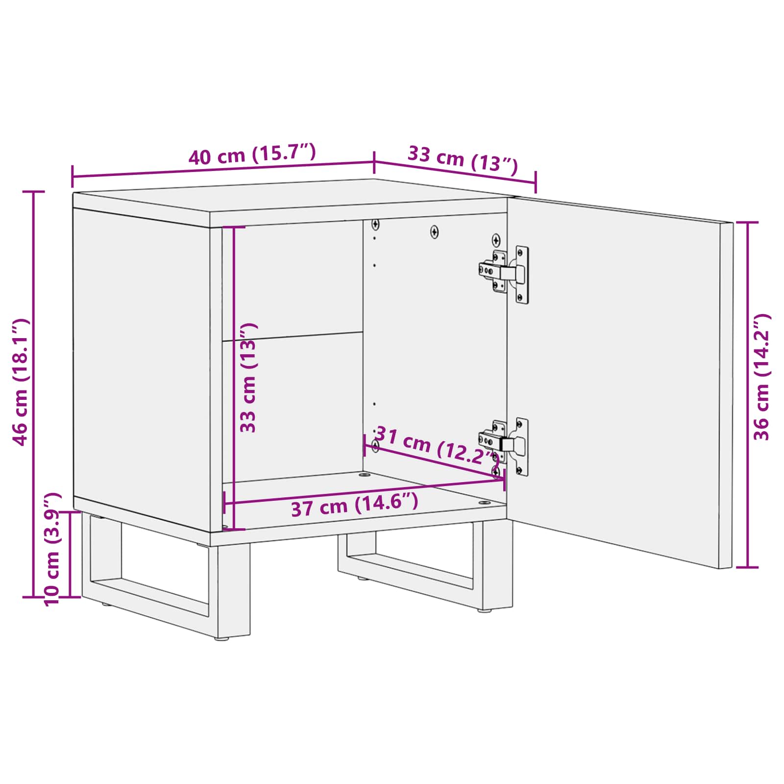 vidaXL Nachttisch Braun 40 x 33 x 46 cm Massivholz Mango