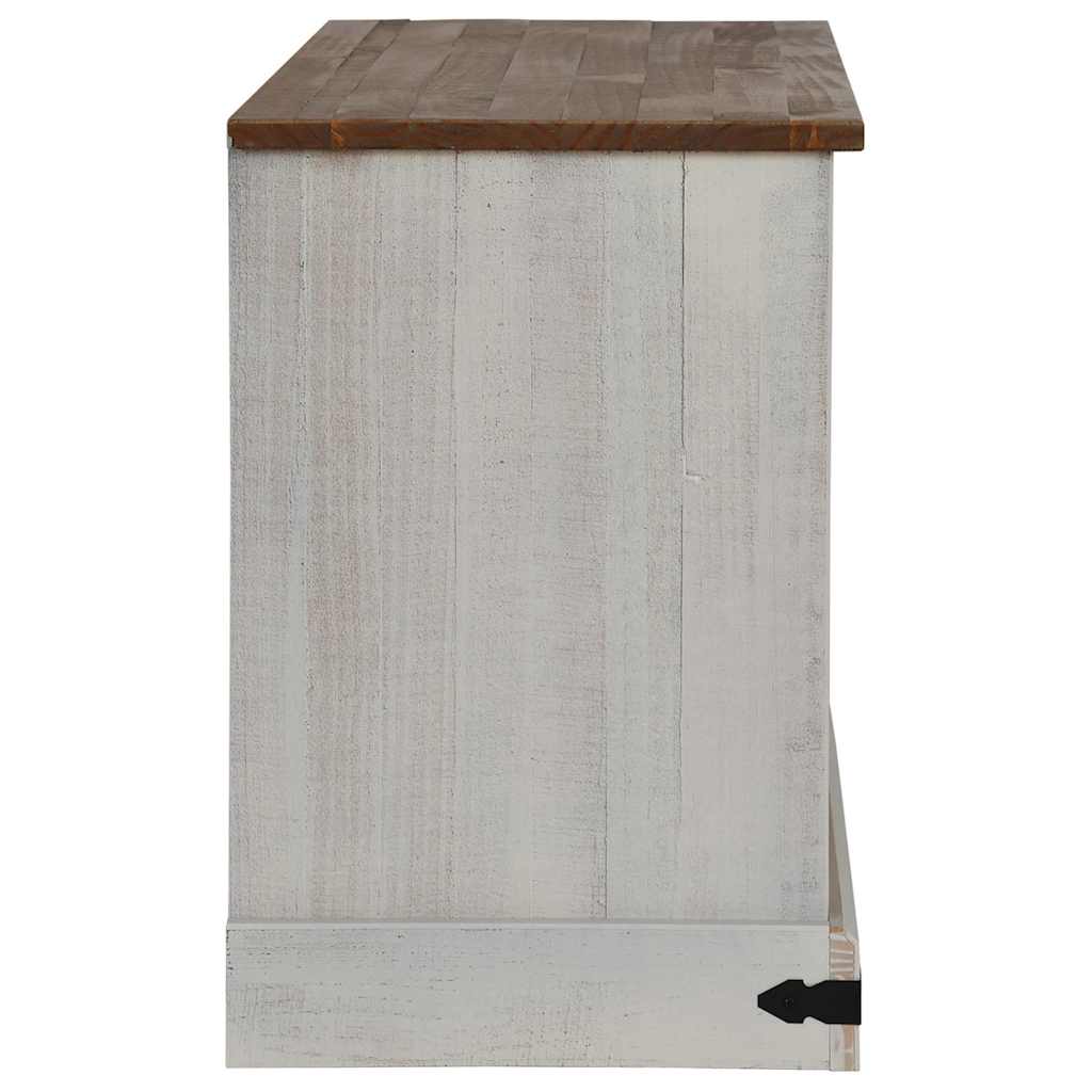 vidaXL TV-Schrank HALDEN mit Schiebetür Weiß 110x40x60 cm Massivholz