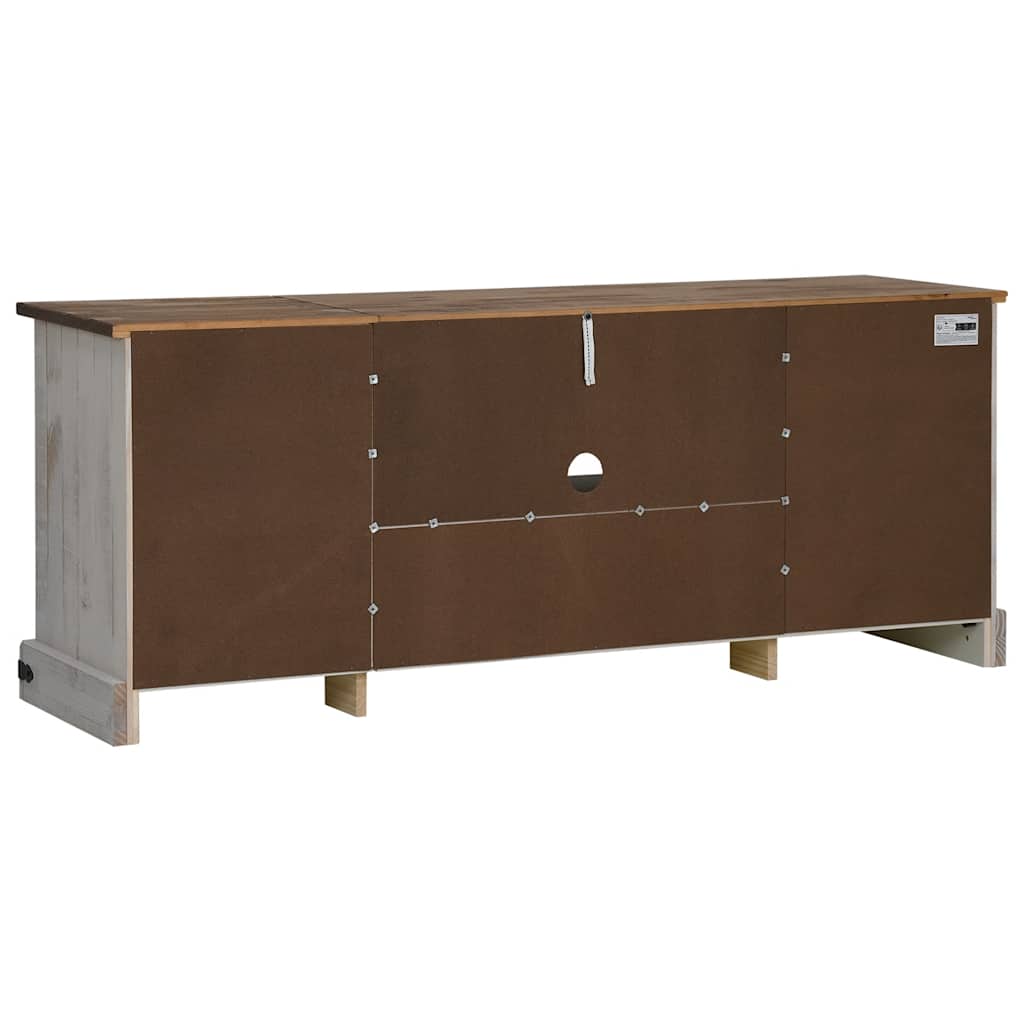 vidaXL TV-Schrank HALDEN 2 Schiebetüren Weiß 150x40x60 cm Massivholz