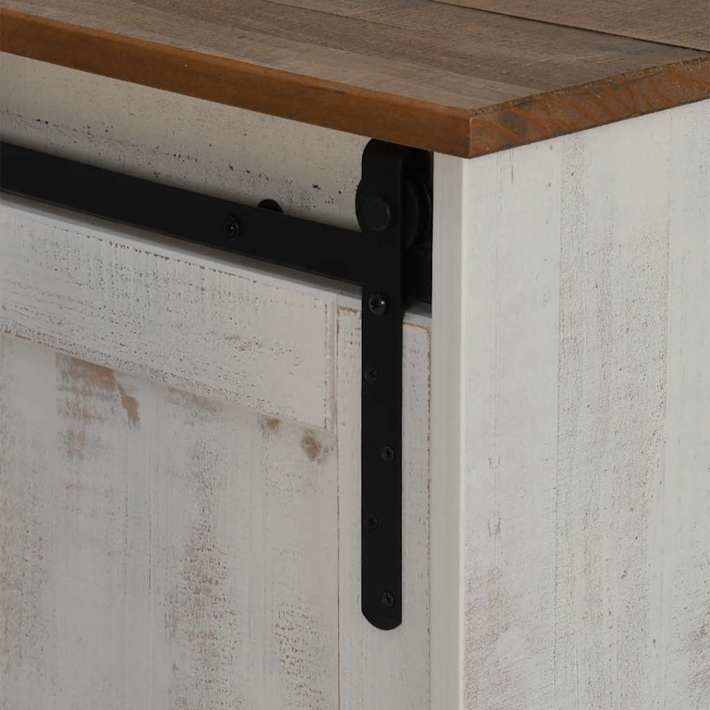 vidaXL TV-Schrank HALDEN 2 Schiebetüren Weiß 150x40x60 cm Massivholz