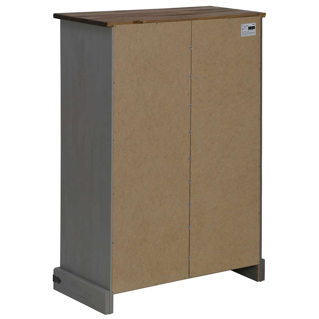 vidaXL Weinschrank HALDEN mit Weinregalen und Schiebetür Grau Kiefer