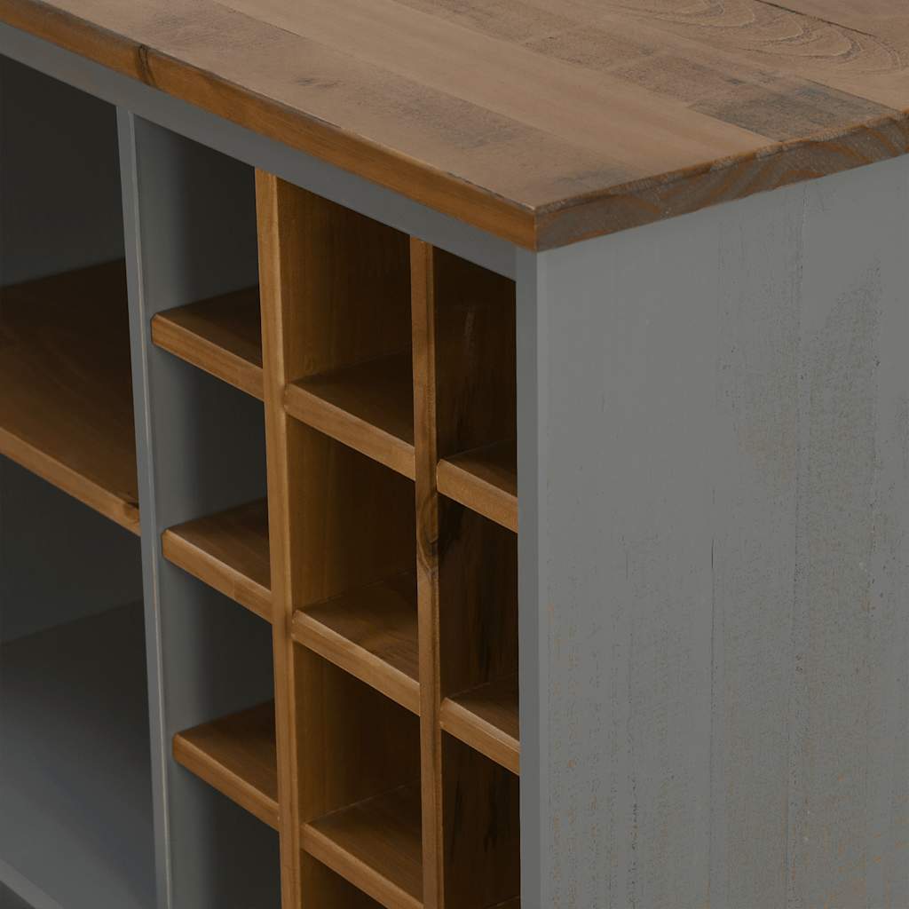 vidaXL Weinschrank HALDEN mit Weinregalen und Schiebetür Grau Kiefer