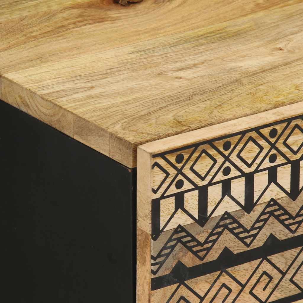 vidaXL Nachttisch Schwarz 40x33,5x46 cm Raues Mangoholz