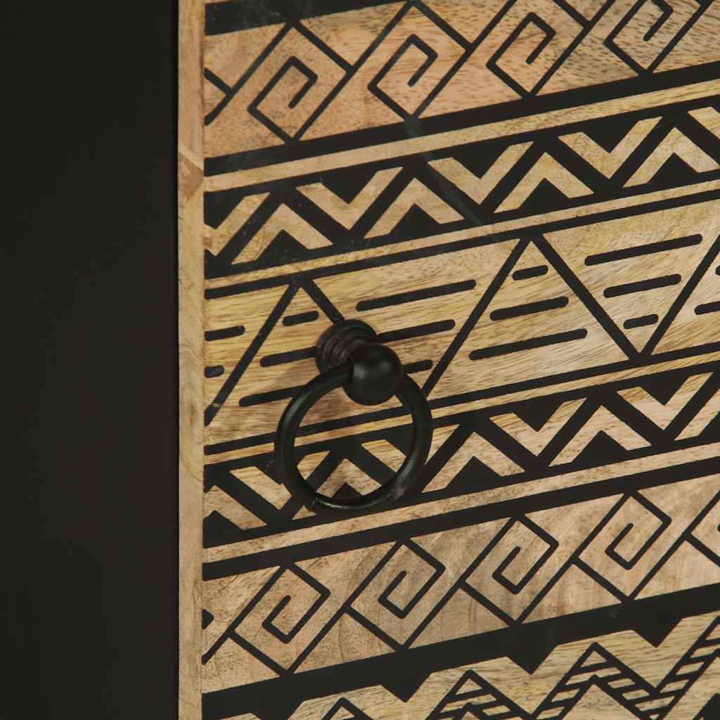 vidaXL Nachttisch Schwarz 40x33,5x46 cm Raues Mangoholz