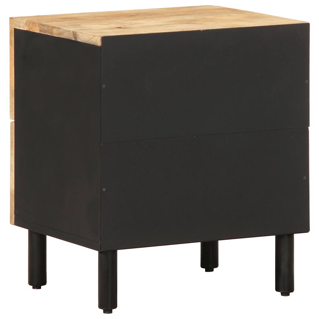 vidaXL Nachttisch Schwarz 40x33,5x46 cm Raues Mangoholz