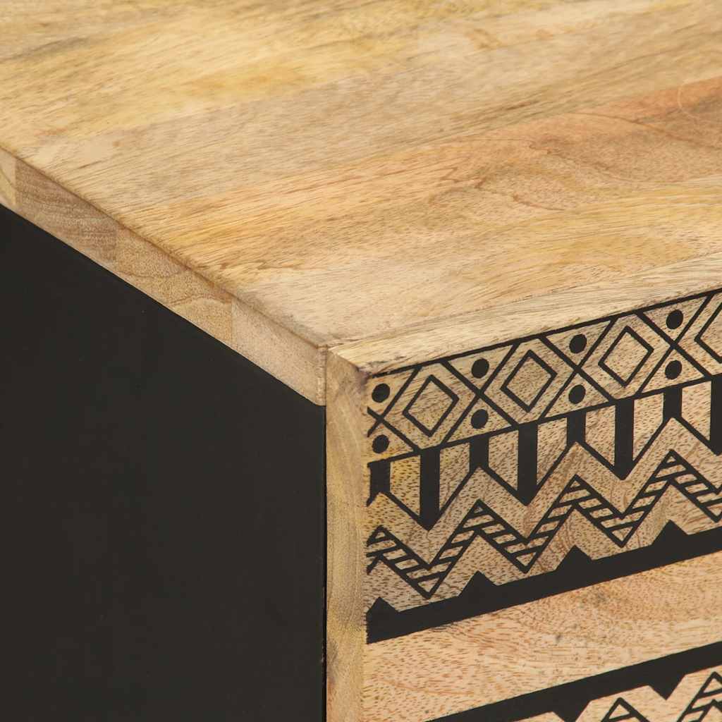 vidaXL Nachttisch Schwarz 40x33,5x46 cm Raues Mangoholz