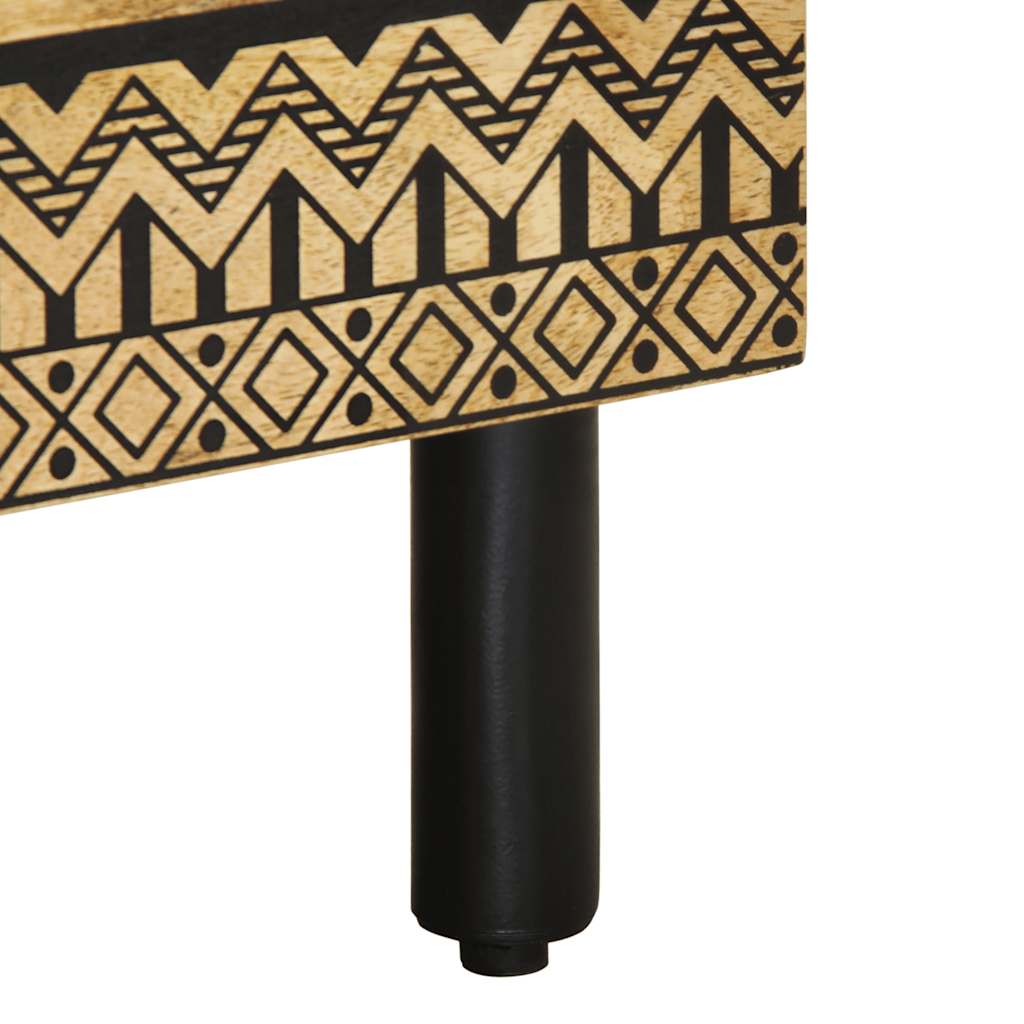 vidaXL Nachttisch Schwarz 40x33x46 cm Raues Mangoholz