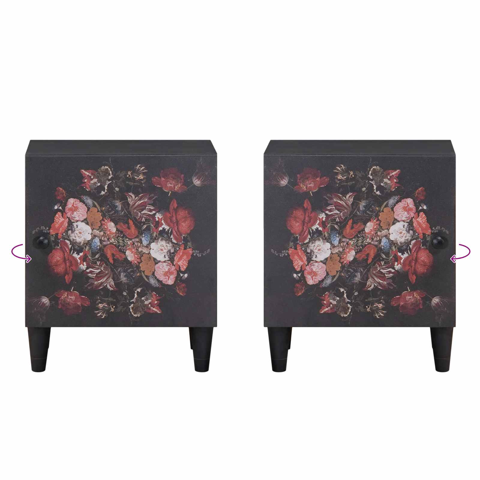 vidaXL Nachttisch mit Tür Schwarz 40 x 33 x 46 cm Massivholz Mango